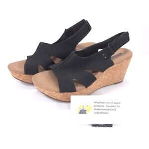 Collection by Clarks Casual Cork Wedge Sandal Womens Size 5.5 15260 Black